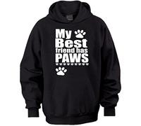 My Best Friend HAS Paws Dog Lover Humour Funny Party Present Black Kids Hoodie (Age 9 to 11)