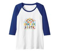 My Best Kinder Life: Joyful Childhood Rainbow Celebration Raglan Baseball Tee, Women, Royal Blue/White, XXL
