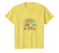 My Best Kinder Life: Joyful Childhood Rainbow Celebration T-Shirt, Kids, Lemon, 3 Years