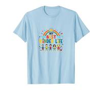 My Best Kinder Life: Joyful Childhood Rainbow Celebration T-Shirt, Men, Baby Blue, 3XL
