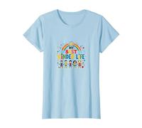 My Best Kinder Life: Joyful Childhood Rainbow Celebration T-Shirt, Women, Baby Blue, 3XL