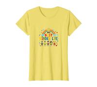 My Best Kinder Life: Joyful Childhood Rainbow Celebration T-Shirt, Women, Lemon, 3XL