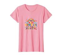 My Best Kinder Life: Joyful Childhood Rainbow Celebration T-Shirt, Women, Pink, 3XL