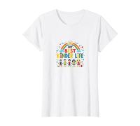 My Best Kinder Life: Joyful Childhood Rainbow Celebration T-Shirt, Women, White, 3XL