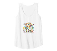 My Best Kinder Life: Joyful Childhood Rainbow Celebration Tank Top, Women, White, L
