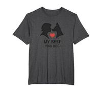 My Best Ping Dog: Heartwarming Pet Love Silhouette Art T-Shirt, Men's Big and Tall, Dark Heather Grey, 2X Tall