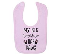 My Big Brother has Paws (Black cat New Baby Statement) [BBY3] Cotton Baby bib - Pastel Pink