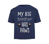 My Big Brother has Paws (Black cat New Baby Statement) [BBY3] Short Sleeve Cotton Toddler t Shirt, 3-4 Years, Navy