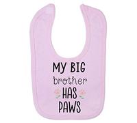 My Big Brother has Paws (Grey cat New Baby Statement) [BBY3] Cotton Baby bib - Pastel Pink