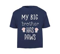My Big Brother has Paws (Grey cat New Baby Statement) [BBY3] Short Sleeve Cotton Toddler t Shirt, 3-4 Years, Navy
