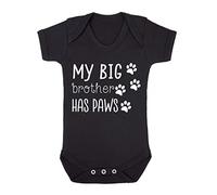 My big brother has paws (new baby animal sibling announcement) [BBY3] baby grow vest, 0-3 months, Black