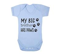 My big brother has paws (new baby animal sibling announcement) [BBY3] baby grow vest, 0-3 months, Pastel Blue