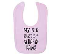 My Big Sister has Paws (Black cat New Baby Statement) [BBY3] Cotton Baby bib - Pastel Pink