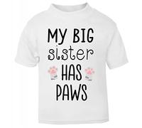 My Big Sister has Paws (Grey cat New Baby Statement) [BBY3] Short Sleeve Cotton Toddler t Shirt, 2-3 Years, White