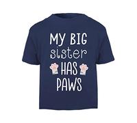 My Big Sister has Paws (Grey cat New Baby Statement) [BBY3] Short Sleeve Cotton Toddler t Shirt, 3-4 Years, Navy