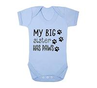 My big sister has paws (new baby animal sibling announcement) [BBY3] baby grow vest, 3-6 months, Pastel Blue