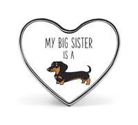 My Big Sister is A Dachshund Printed Heart Badge Brooch Pins Funny Lapel Tie Pin Button Decoration for Men Women