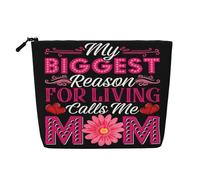 My Biggest Reason Living Calls me mom Mother's Day Fake Hemp Makeup Bag Travel Bag Pouch Toiletry Bag Environmentally Friendly and Durable with Zipper 9.45 X 6.7In