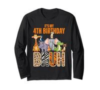 My Birthday Bruh 4 Year Zookeeper Animal Zoo Wildlife Squad Long Sleeve T-Shirt