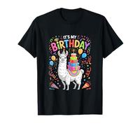 My Birthday Colorful Llama Matching Party Lover Kids T-Shirt