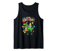 My Birthday Colorful T-Rex Matching Party Lover Kids Tank Top
