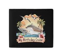 My Birthday Cruise Ship Billfold Wallet Leather Purse Cute Card Holder Clutch for Business Travel