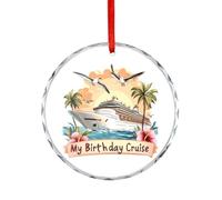 My Birthday Cruise Ship Christmas Crystal Decoration Hanging Ornament Round Pendants for Xmas Tree Party Gifts