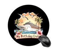 My Birthday Cruise Ship Round Mouse Pad with Non Slip Rubber Base Waterproof Mousepad for Laptop Computer Office