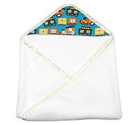 My Blankee Newborn Hooded Baby Boy Towel, Turquoise Trains