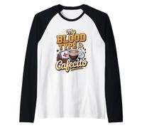 My Blood Type is Cafecito Cuban Coffee Cuba Raglan Baseball Tee