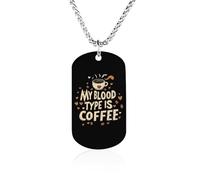 My Blood Type Is Coffee Couples Memorial Necklaces for Women Men Square Titanium Steel Chains Pendant Jewelry Gift