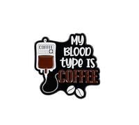 My Blood Type Is Coffee Enamel Pin, Coffee Lover Pin Brooch, Caffeine Humor Badge Brooch, Caffeinated Lapel Badges, Funny Gift For Friend Coworker Caffeine Lover Cafe Addict Barista, Cafe Drinker
