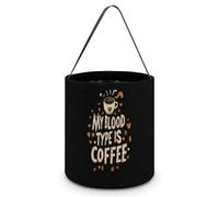 My Blood Type Is Coffee Halloween Tricking Or Treating Bucket Bags Reusable Candy Basket Tote Pumpkin Party Favor Bag