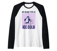 My Blood Type is Ice Cold Penguin Pun Raglan Baseball Tee