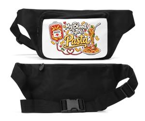 My Blood Type is Passion for Pasta Unisex Waist Bag Black