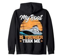 My Boat Is Younger Than Me Motor Boating Motor Boat Captain Zip Hoodie