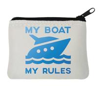 My Boat My Rules Funny Slogan Neoprene Coin Purse Pouch 10x11cm White