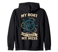 My Boat My Rules My Mess Nautical Captain Sailing Vintage Zip Hoodie
