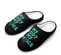 My Body My Choice Mens Winter Warm Slippers Rubber Sole Comfortable Cotton House Shoes For Daily Wear 9-10（42-43）