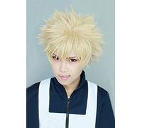 My Boku no Hero Academia Bakugou Katsuki Bakugo Short Light Blonde Heat Resistant Synthetic Fluffy Layered Cosplay Wig + Wig Cap