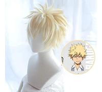 My Boku no Hero Academia Bakugou Katsuki Bakugo Short Linen Blonde Heat Resistant Cosplay Costume Wig+wig cap