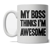 My Boss Thinks Im Awesome Ceramic Drinkware Durable Tea Cup with Handle Tea Mugs for Office Café Milk 330Ml