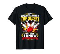 My Bowling Technique is Top Secret Value Graphic T-Shirt, Men, Black, L
