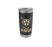 My Brain Has 47 Tabs Open Funny Cat Introvert Humor Gifts Stainless Steel Insulated Tumbler