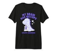 My Brain Has Hiccups Epilepsy Awareness Dino Purple Ribbon Premium T-Shirt