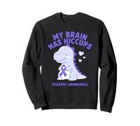 My Brain Has Hiccups Epilepsy Awareness Dino Purple Ribbon Sweatshirt
