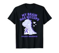 My Brain Has Hiccups Epilepsy Awareness Dino Purple Ribbon T-Shirt