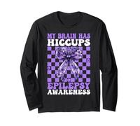 My Brain Has Hiccups Epilepsy Awareness Girl Mom Purple Long Sleeve T-Shirt