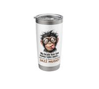 My Brain Has Too Many Tabs Open Playing Jazz Monkey Glasses Stainless Steel Insulated Tumbler