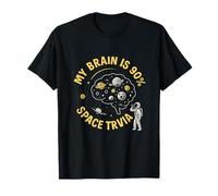 My Brain Is 90% Space Trivia Galaxy Spiral Design T-Shirt